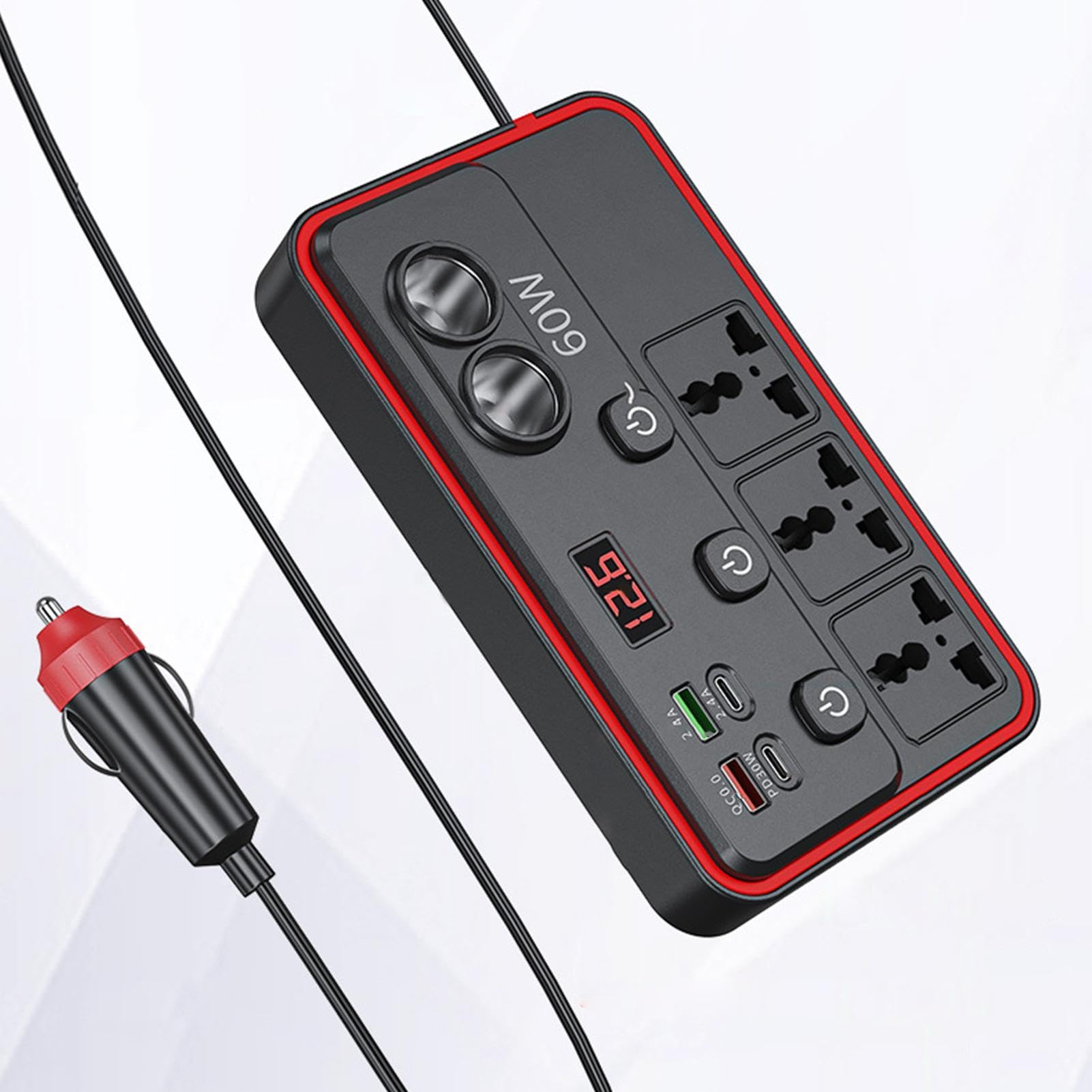 Inverter per Auto Adattatore con Ricarica Rapida | Alimentatore da Accendisigari per Camper SUV Veicoli Ricreativi Viaggi Campeggio Picnic Spostamenti