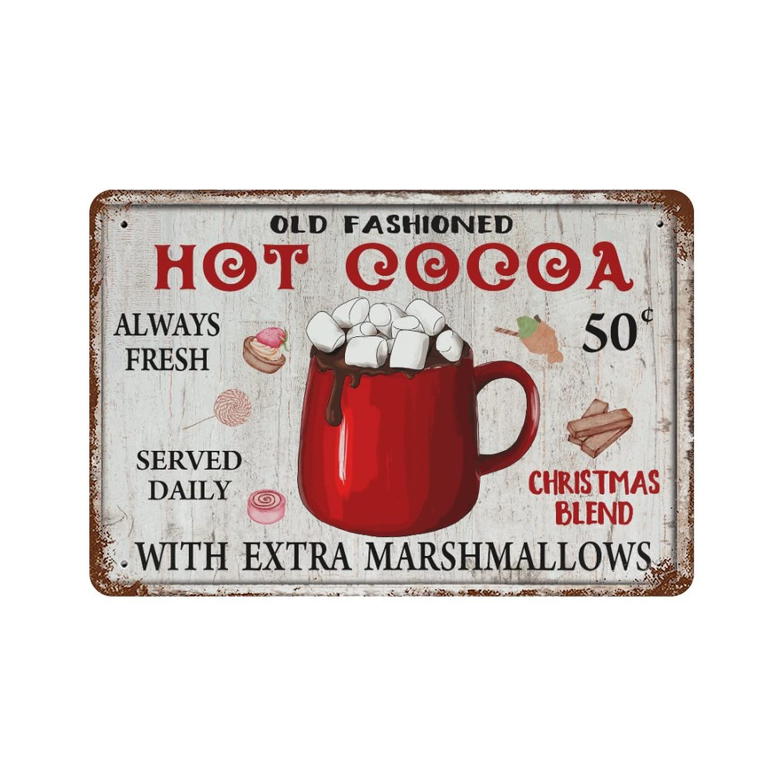 Panneau de Noël vintage aluminium pour déco cuisine bar