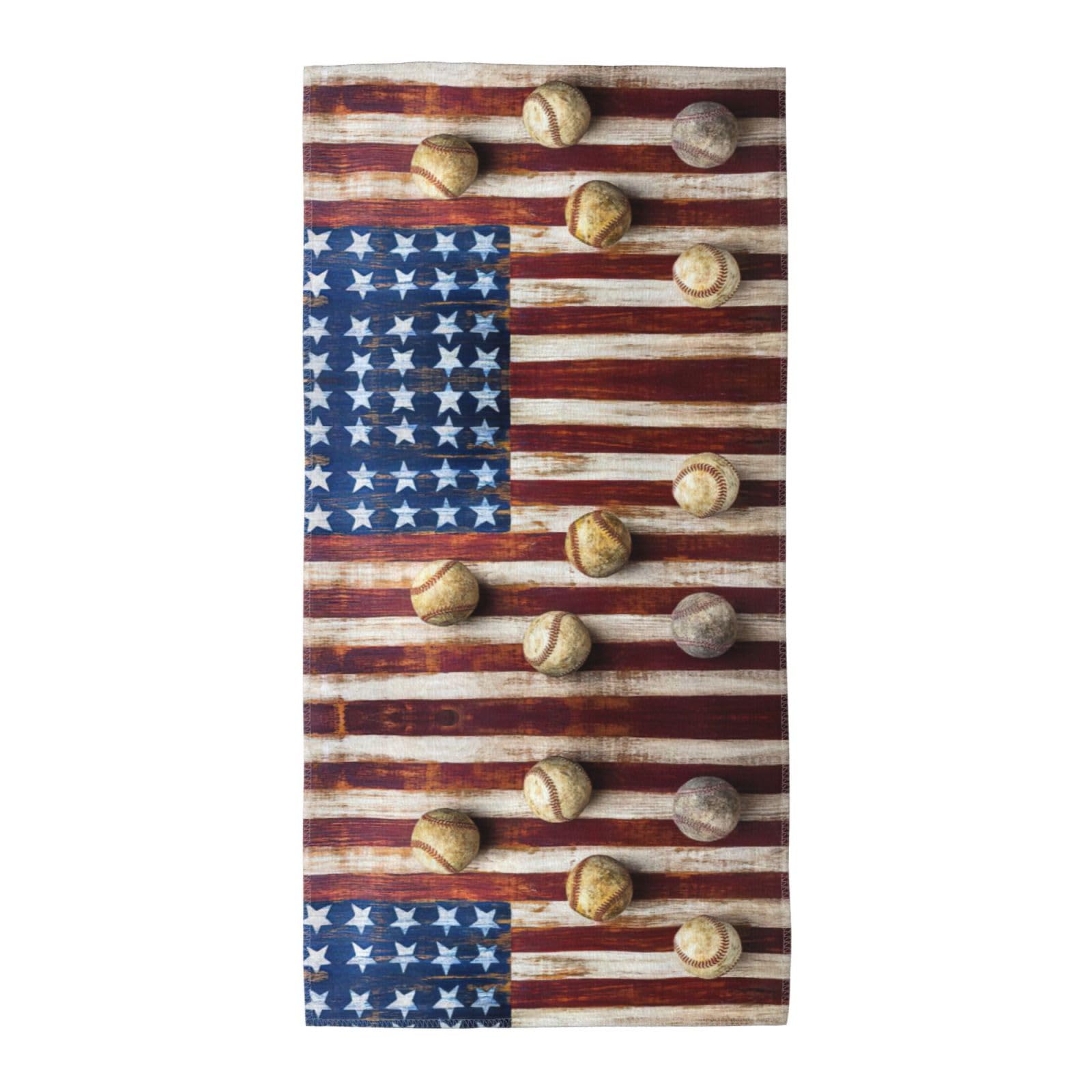 SDEGTHO American Flag And Baseball Fashion Printed Bath Towel High Water Absorption For Hiking Trip