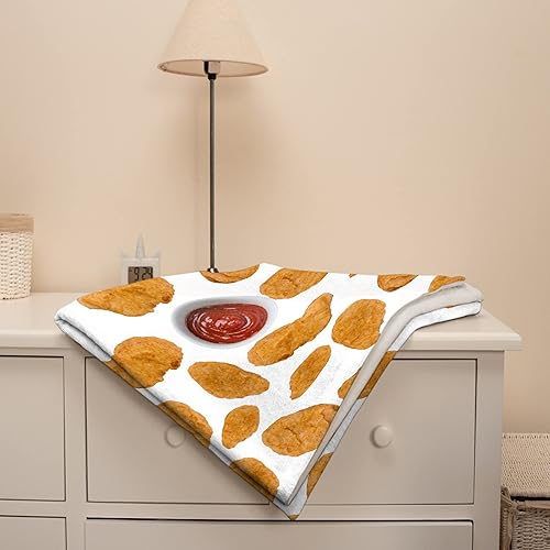 Miniatura 4 de Manta con estampado de nuggets de pollo fritos, regalo para niños y niñas, sábana ligera de felpa divertida con alimentos, manta de franela súper