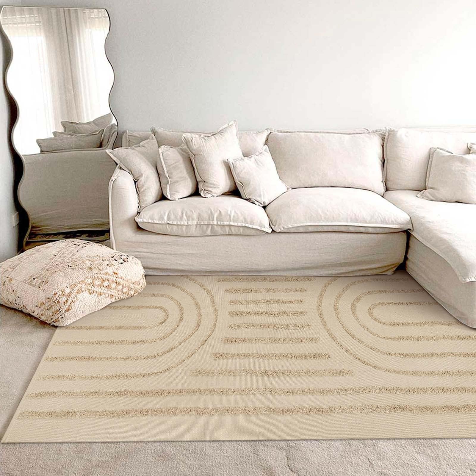 LEEVAN Tappeto lavabile 4 x 6 cm, in cotone intrecciato a mano, tappeto per camera da letto, per interni ed esterni, per patio, vivaio, ufficio, sala giochi, sala da pranzo
