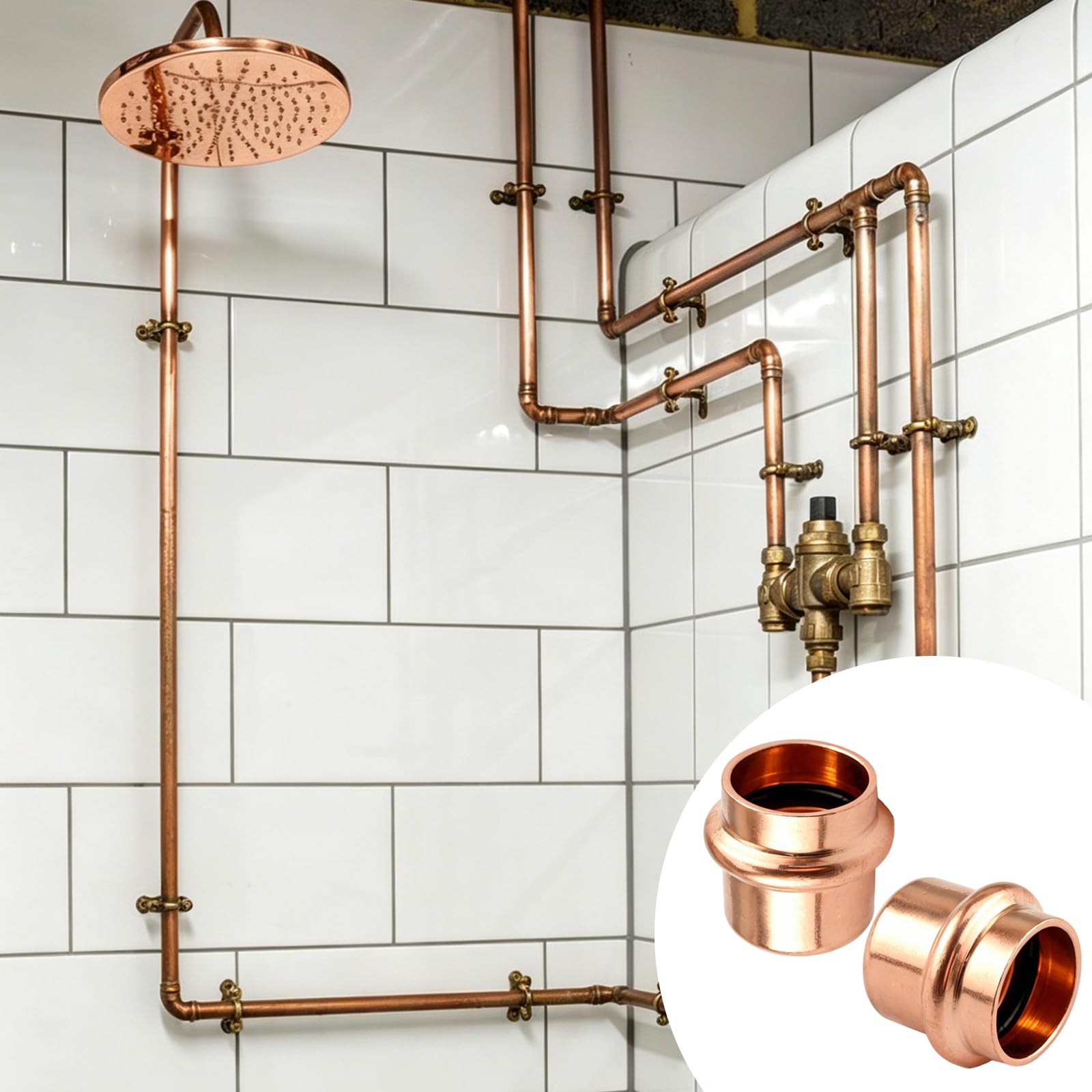 Pressfitting Stopfen 15mm: 2 Stück Kupfer Presskappe V-Kontur – Endkappe für Kupferrohr 15mm, für Trinkwasser & Heizungsanlagen