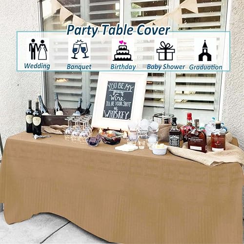 Miniatura 5 de 6 manteles desechables para fiestas, mantel de papel kraft de 54 x 108 pulgadas, rectangular, impermeable, 3 capas de papel y plástico, para