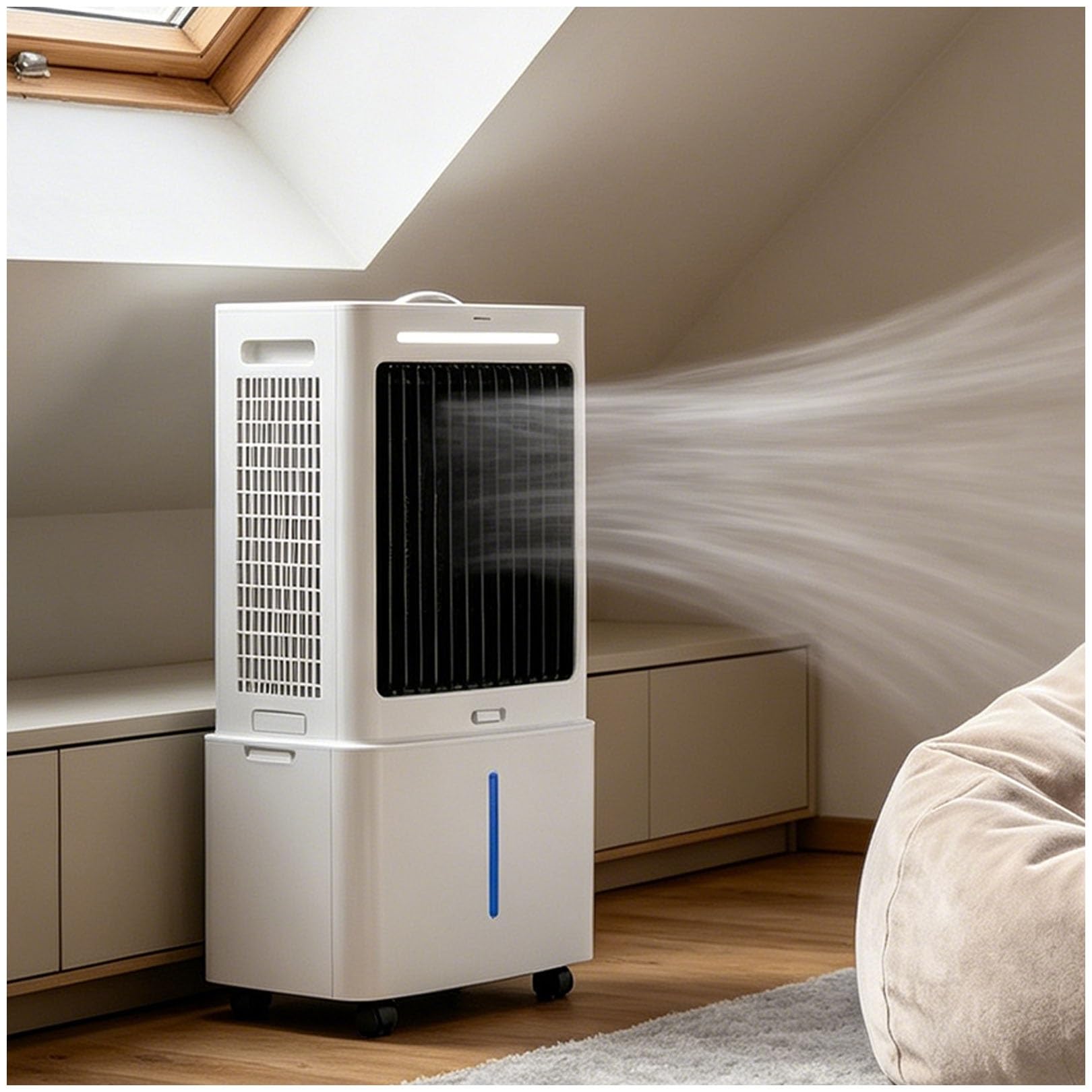 3 in 1 Portable Air Cooler & Fan, 120° Auto Oscillation, 4 Rolling Casters, 25L Tank, 3 Speed Settings, 1177 CFM, No Window, 80W, Ideal for Apartment & Workshop
