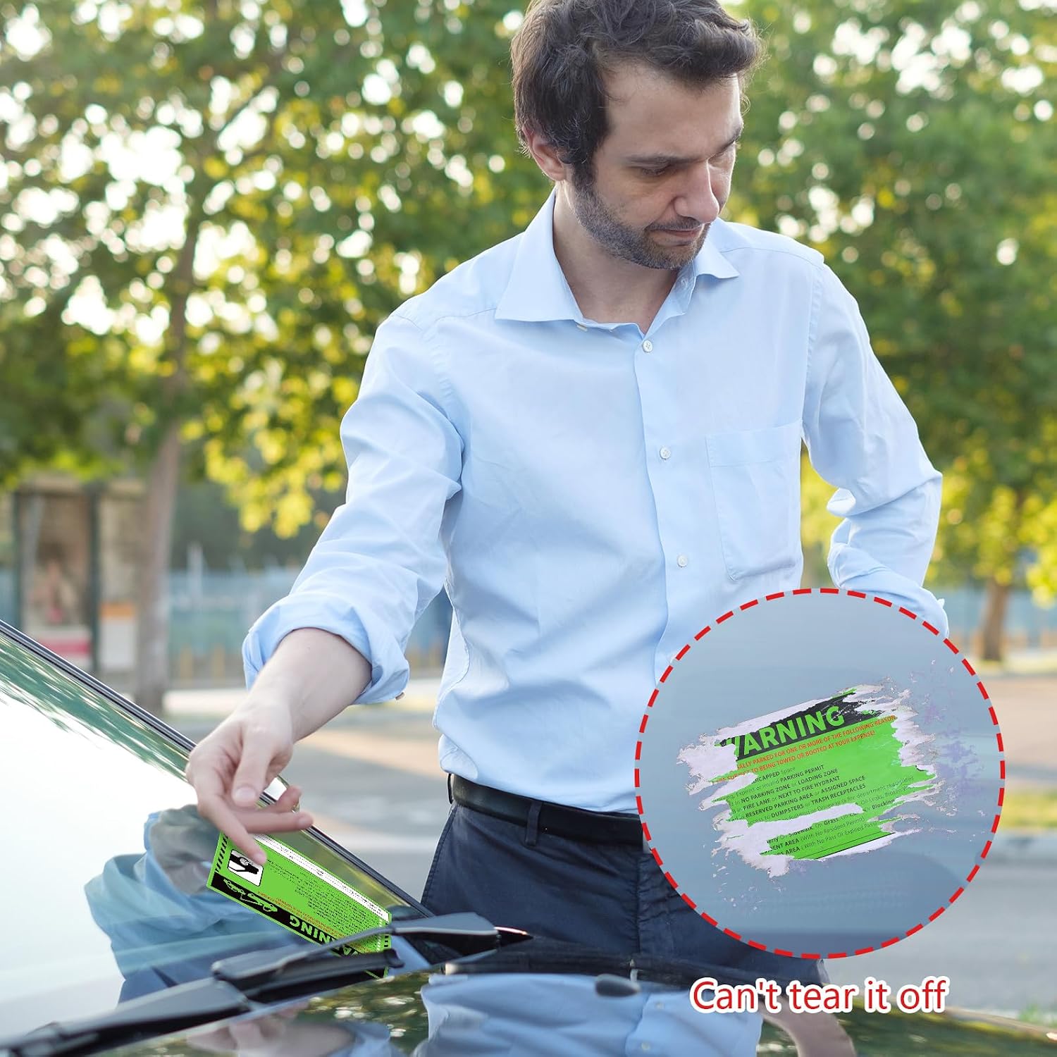 100 Pack Parking Violation Stickers Tow Warning Stickers, 5 x 8 Inch Hard to Remove You are Illegally Parked No Parking Warning Labels, Fluorescent Green Multi Reasons Car Notice Labels