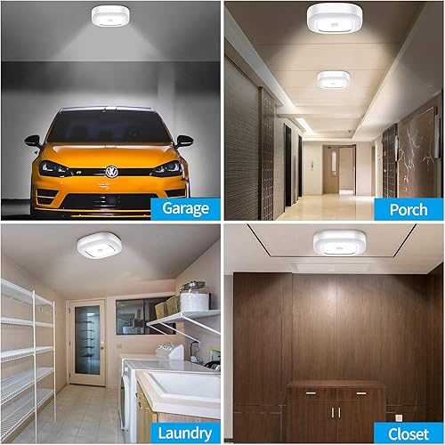 Miniatura 29 de Luces LED activadas con sensor de movimiento para armario, luz de techo LED inalámbrica activada para interiores, funciona con pilas, 300 lm