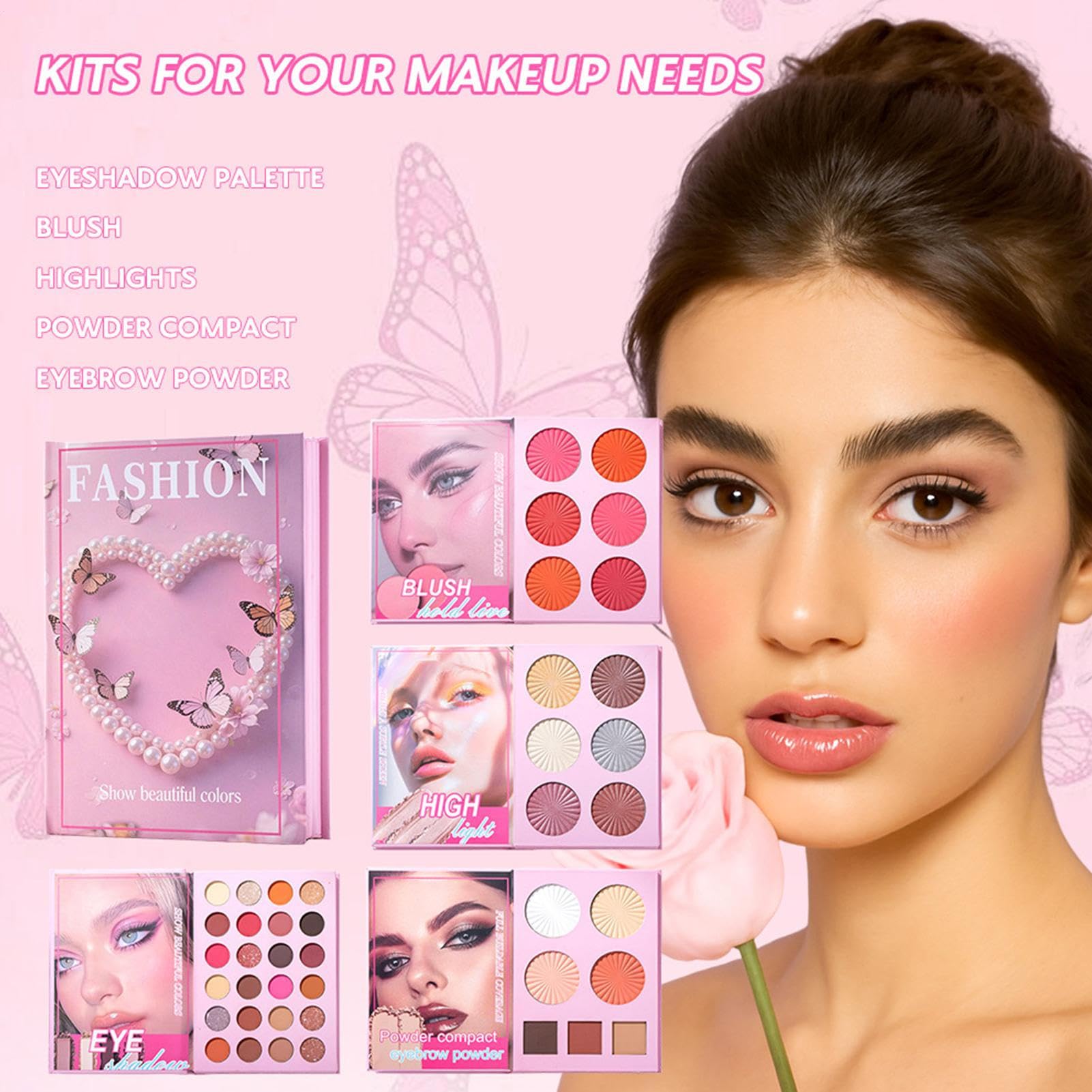 Palette Trucco Effetto Long-Lasting Impermeabile 43 Colori | Ombretti da Viaggio Completa per Matrimonio Festa Appuntamento Scatto Fotografico Natale Compleanno Viaggio Quotidiano