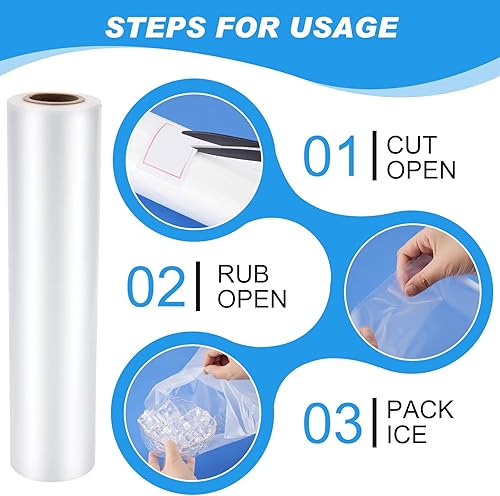 Miniatura 3 de Preboun 3 rollos de bolsas de hielo pequeñas desechables de 9 x 7 pulgadas, paquetes de almacenamiento fáciles de atar mini bolsas de hielo para