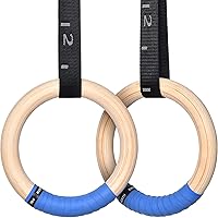 PACEARTH Wooden Gymnastics Rings: 1500lbs Olympic Gym Rings w/ Adjustable 14.76ft Straps, Scale & Non-Slip Tapes for Home Workouts