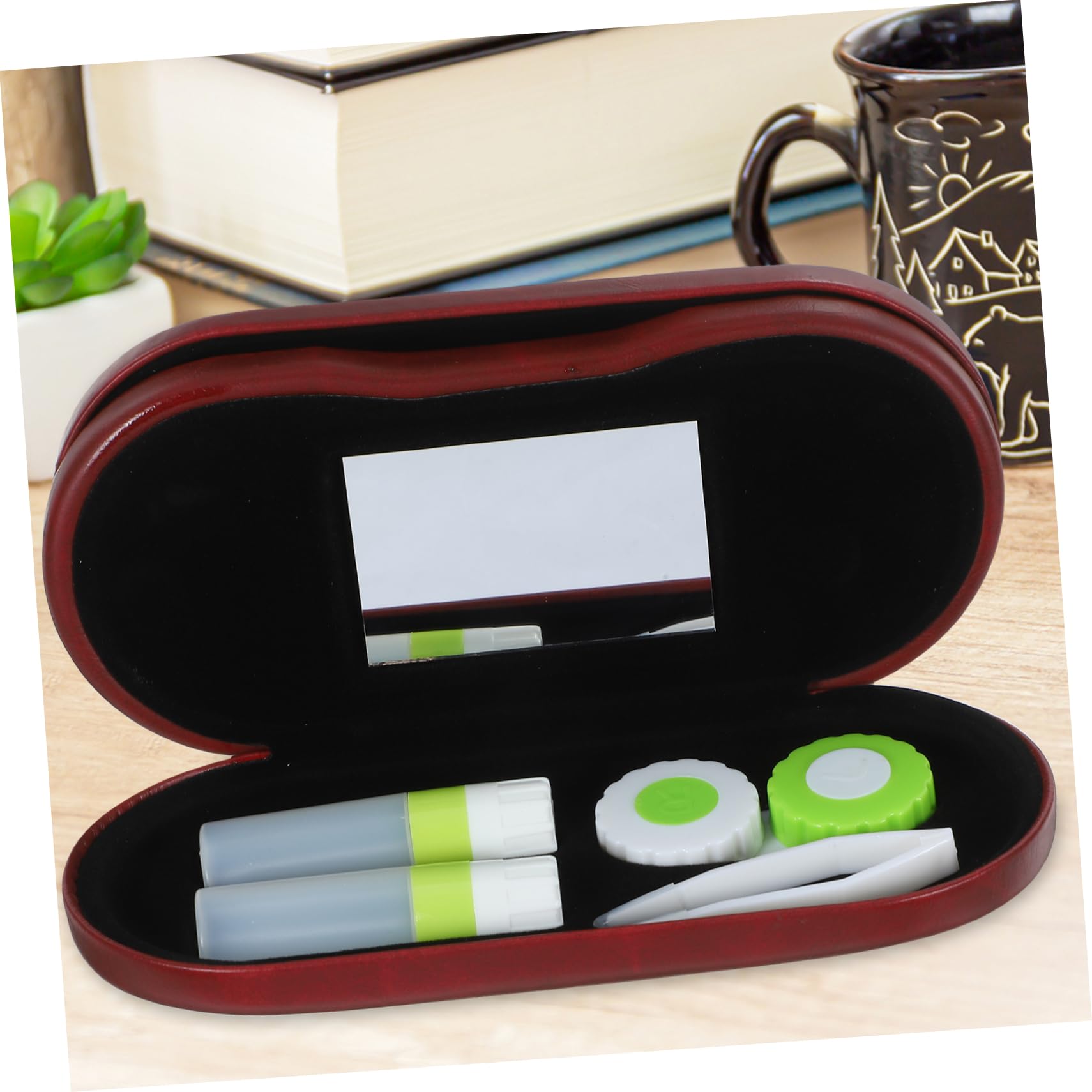 Estuche Rígido Doble para Gafas y Lentes de Contacto Portátil y Compacto Organizador Práctico para y Uso Diario Resistente PU y Diseño Ligero Elegante