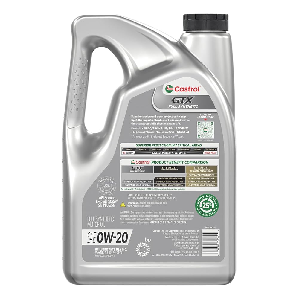 castle 合成油 0W-20 20L Amazon.com: Castrol GTX Full Synthetic 0W-20 Motor Oil, 5