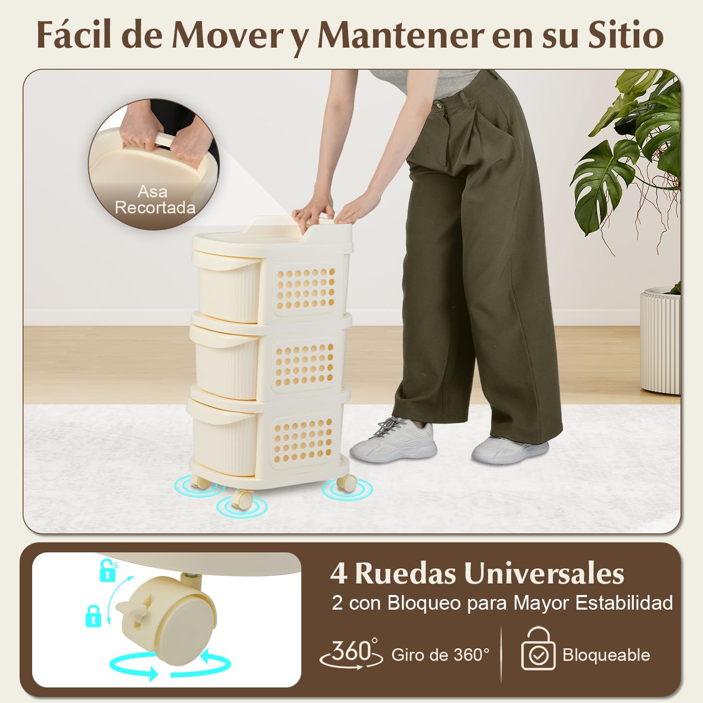 GOPLUS Carrito de Almacenamiento de 3/4 Cajones, Cajonera de Plástico con Ruedas Universales, 6 Ganchos, Panel Perforado y Asa, Carro Organizador Móvil para Salón Cocina Oficina (38 x 32 x 68 cm)