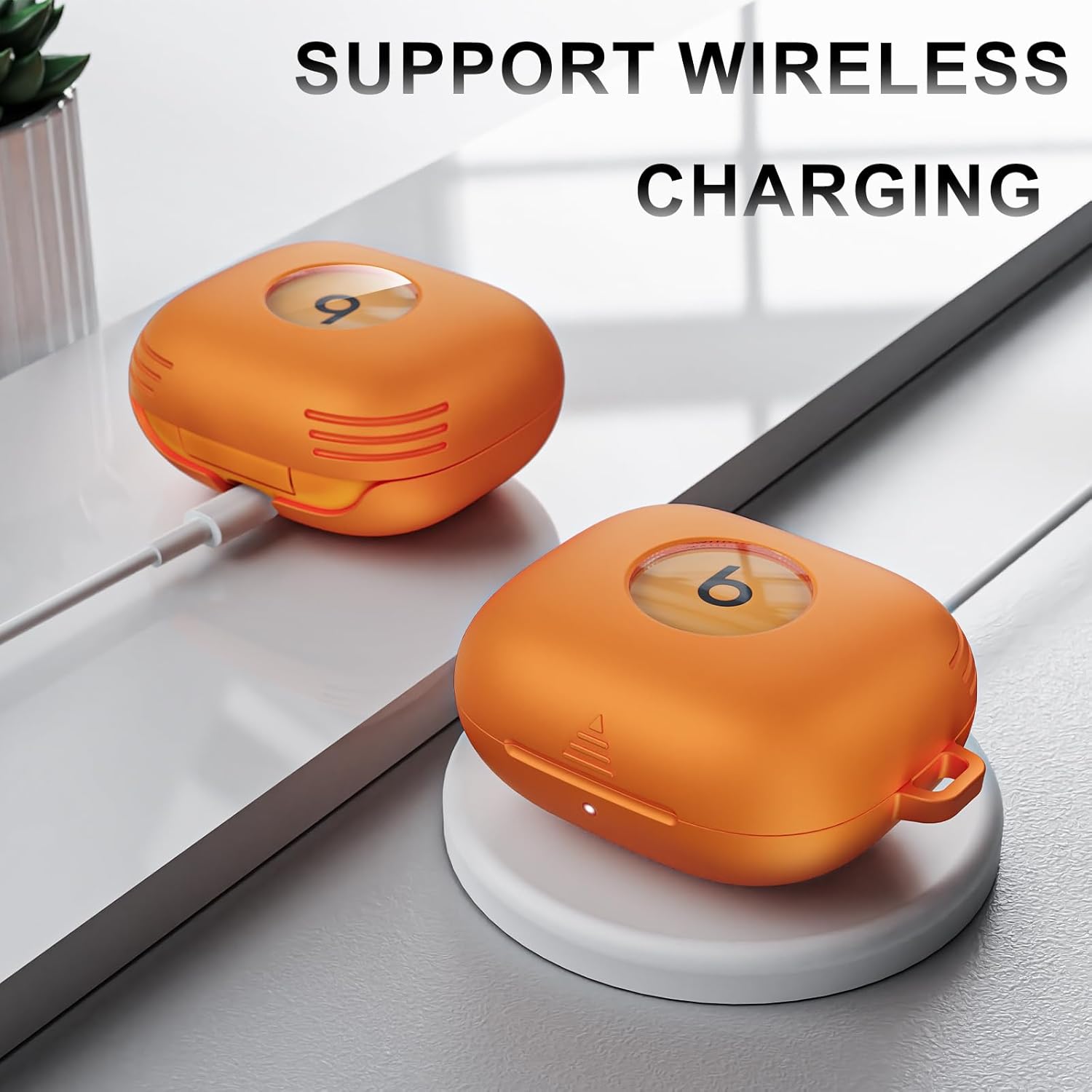 for Beats Powerbeats Pro 2 Case Cover, Shockproof Magnetic Case for Powerbeats Pro 2 2025 Wireless Earbuds, Magnetic Lock Lid Protective Cover with Cleaner Kit & Carabiner (Orange) - Image 6