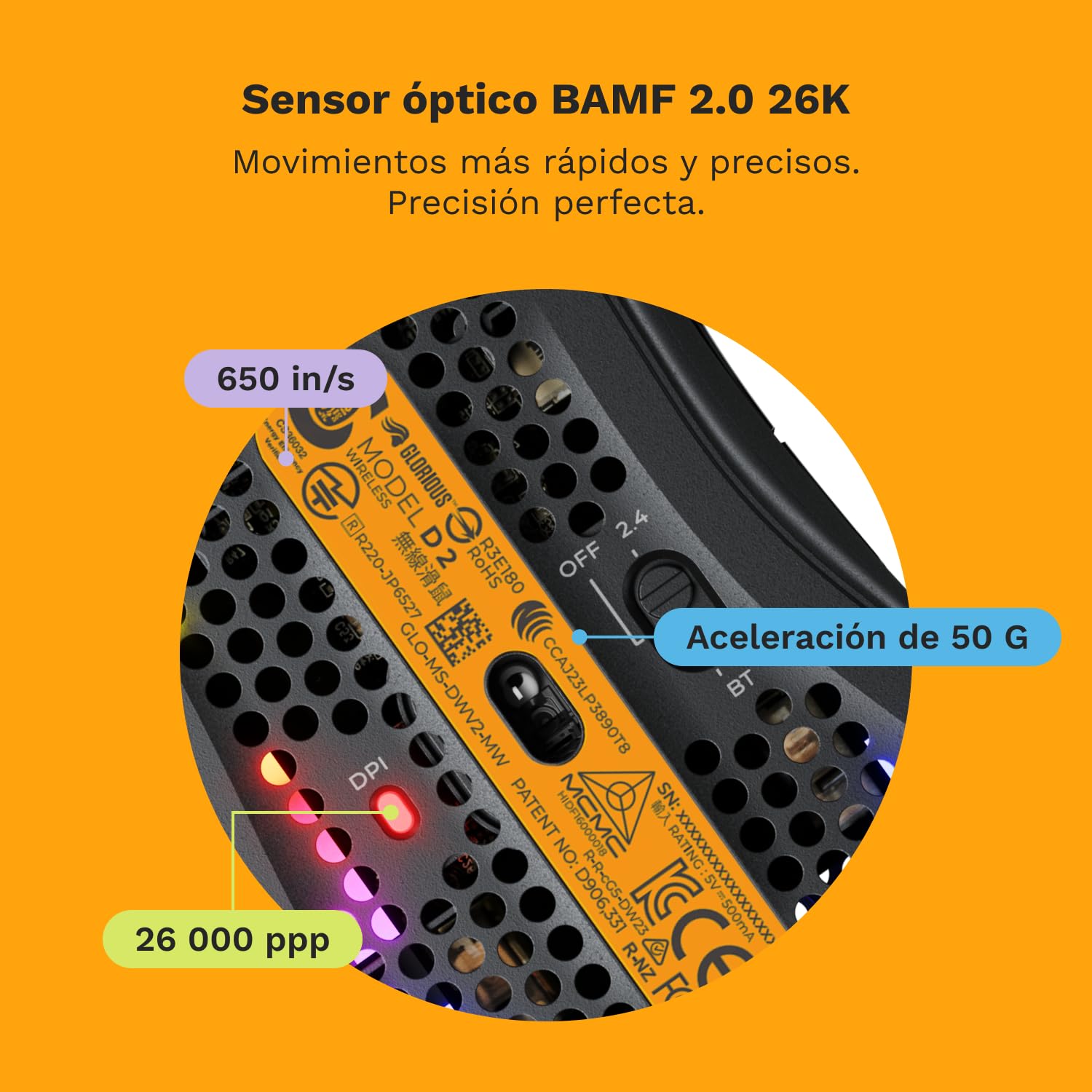 GLORIOUS Model D 2 Wireless Ratón Gaming Ergonómico Ligero (Negro) | Conectividad híbrida 2.4 GHz y Bluetooth, sensor BAMF 2.0 26K, switches 80M clics, tecnología Motion Sync, batería larga