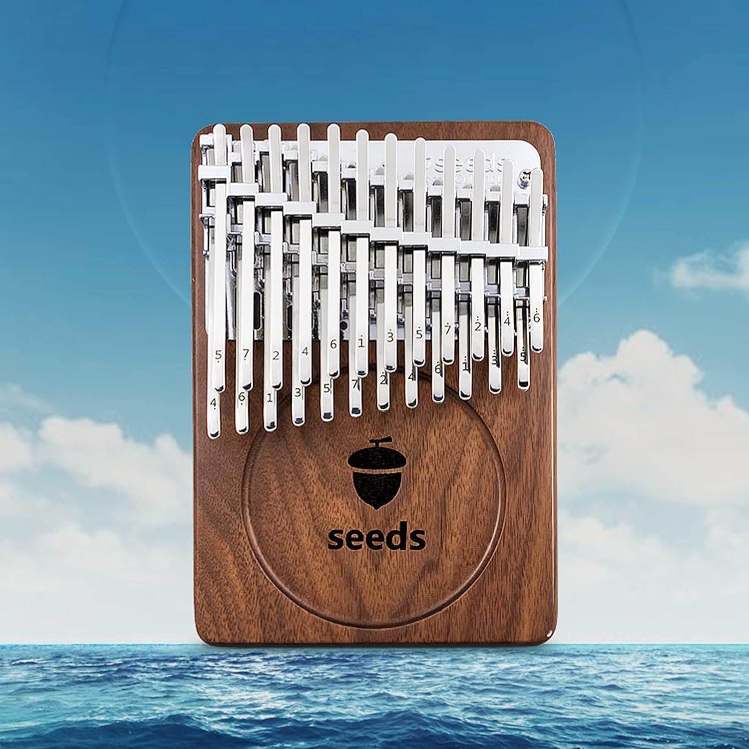 seeds kalimba Daumenklavier Thumb Piano 24 Tasten C-Gestimmtes Marimbas Walnussholz-Holz Flaches Brett Ultraleichtes Tragbares Mbira Finger Piano