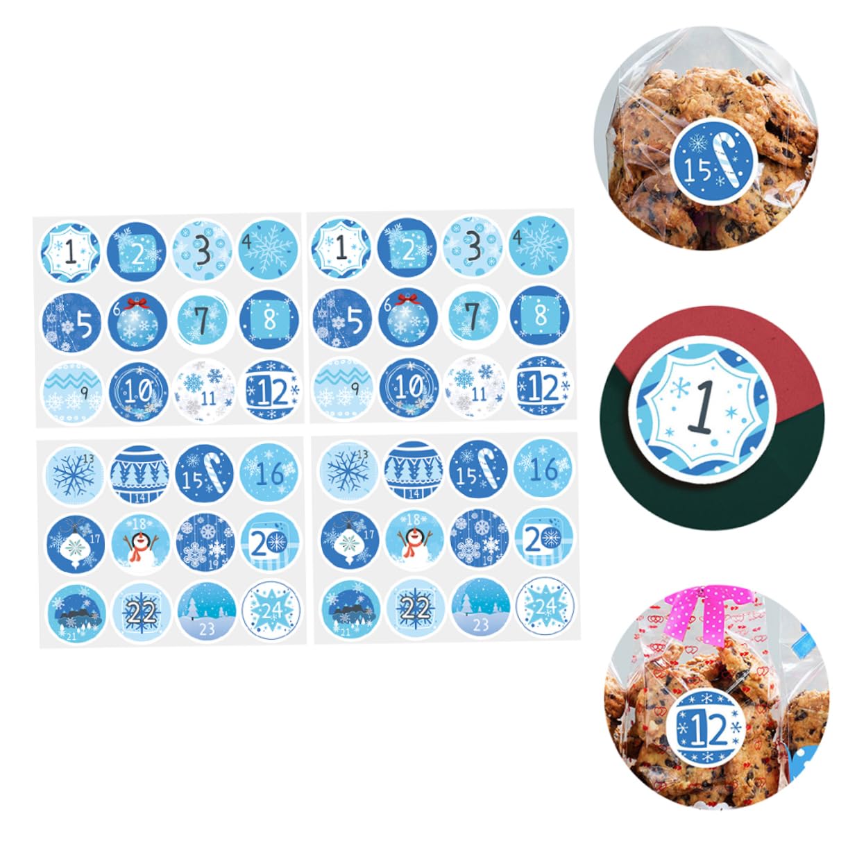 PRETYZOOM 160 Blatt Weihnachtskalender-Aufkleber Aufkleber mit Weihnachtssiegelnummer Plätzchen dekorieren adventskalenderaufkleber weihnachtskalender aufkleber Geschenketiketten Blue