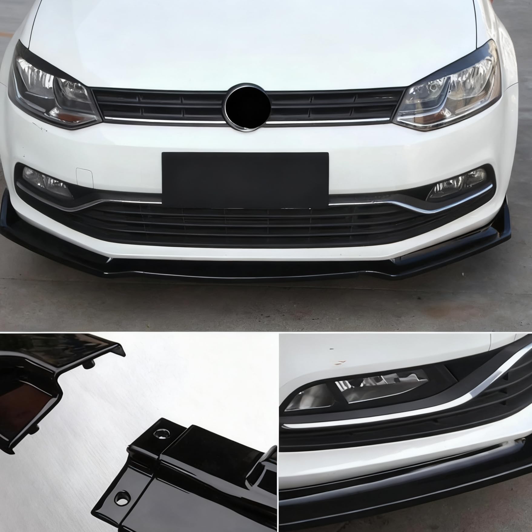 MUTUSAISI Séparateur Lèvre Avant pour Volkswagen VW Polo 5 MK V (Phase 2) 2014-2017 6C1 6R1,Voiture becquets Avant Pare-Chocs Corps pelles Garde Spoiler Accessoires(Noir Brillant)