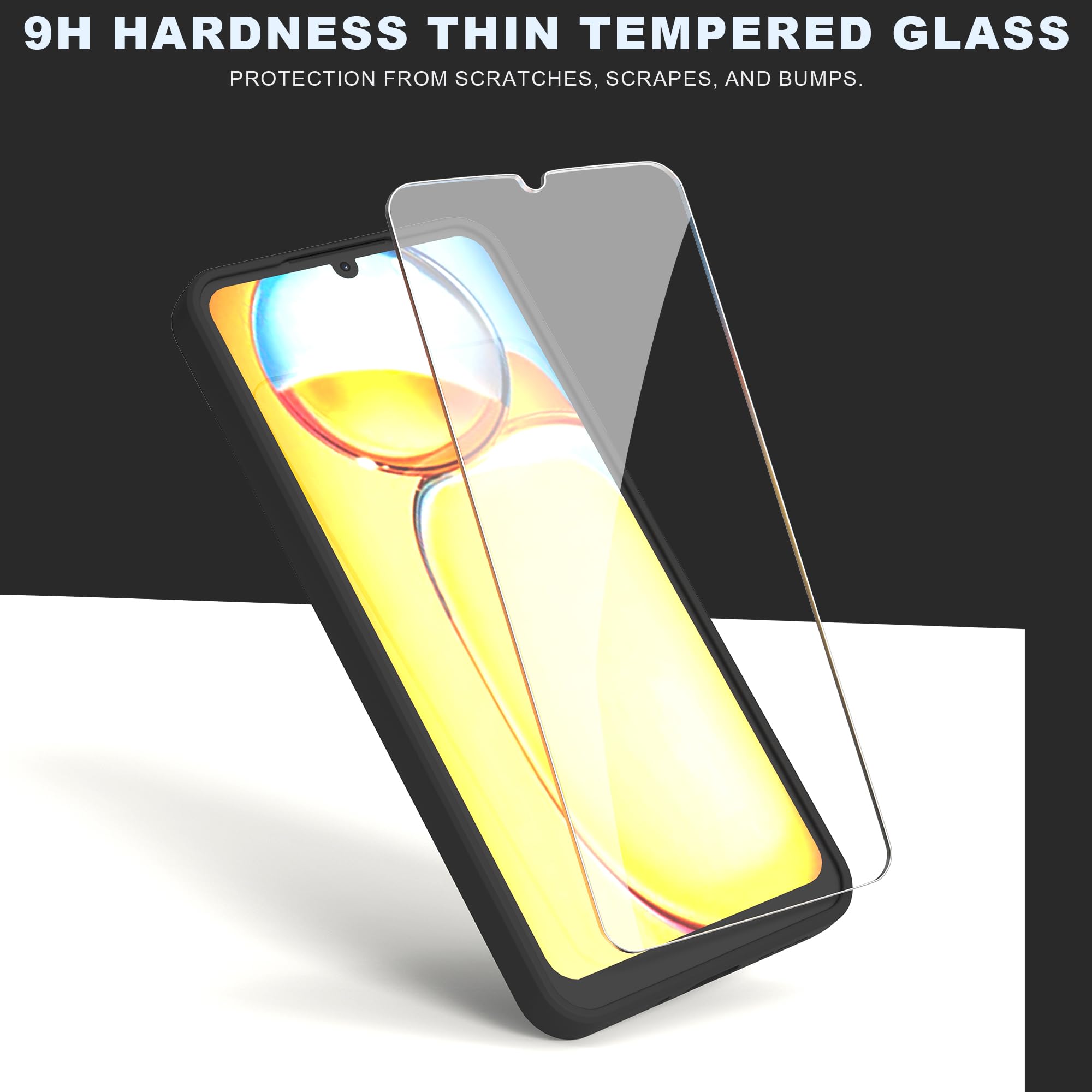 MOONESS Cover per Xiaomi Redmi 13C (6,74") Custodia,Con 2 Pellicola Vetro Temperato Morbida Sottile Liquid TPU Case per Xiaomi Redmi 13C - Nero