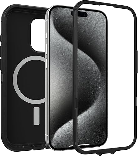 Miniatura 8 de OtterBox Funda transparente para iPhone 15 Pro (solamente) Defender Series XT, lado oscuro (negrotransparente), sin pantalla, resistente, se ajusta