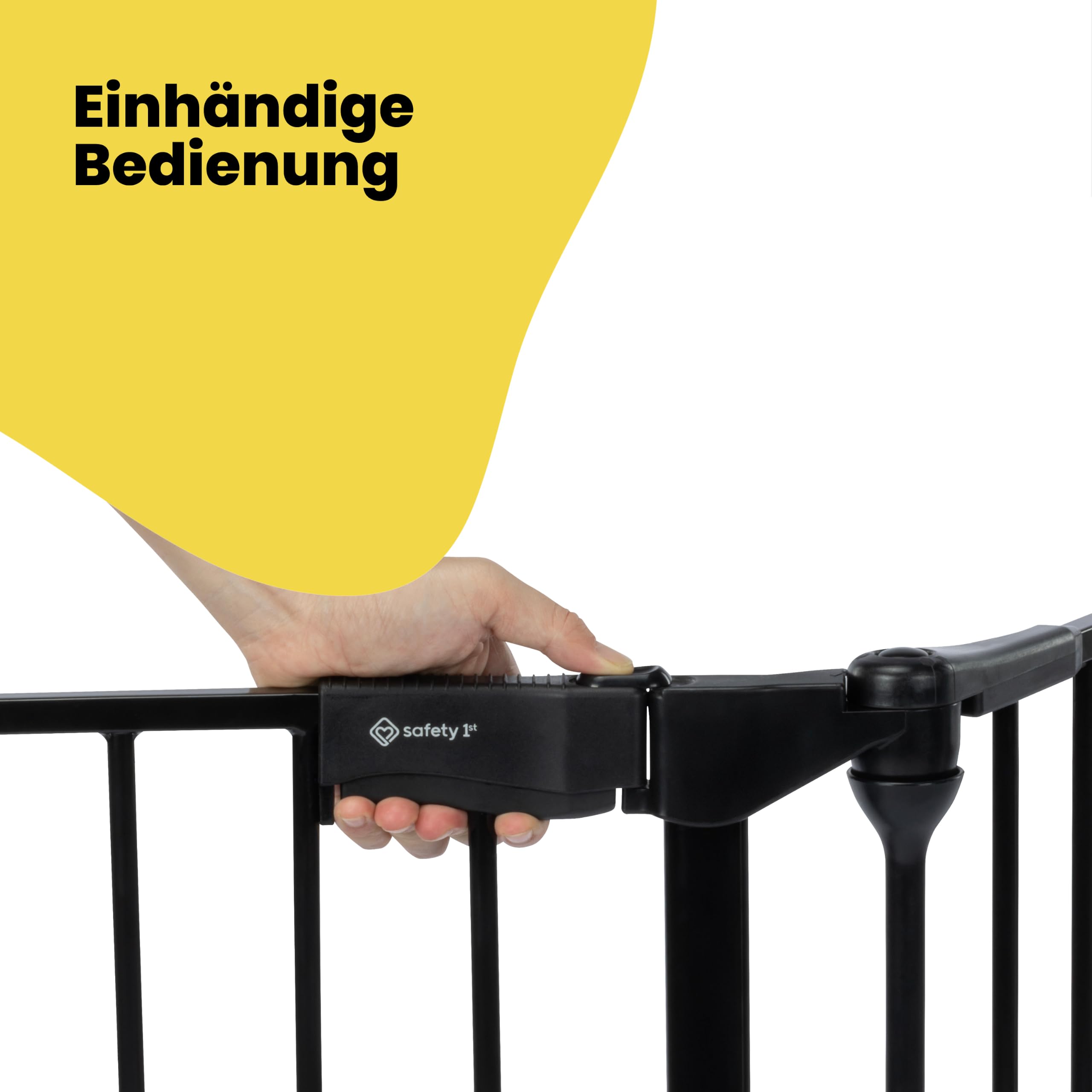 Safety 1st Modular 5 Panel Kinderschutzgitter, 64-296 cm, 1-Hand, Black | Treppenschutzgitter Extra Breit, Für Unregelmäßige und Breite Bereiche, Extra Sicheres Schloss, Schnelle Montage