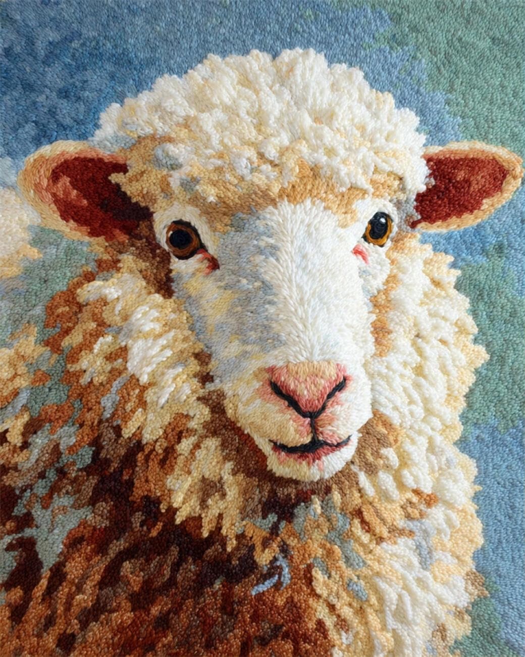 Henypt DIY Latch Hook Rug Kits Sheep Portrait 80x160cm