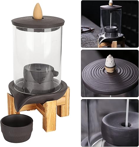Miniatura 3 de Wosune Soporte de incienso de reflujo, soporte para palo de incienso, resistente al viento, quemador de incienso de reflujo para decoración del