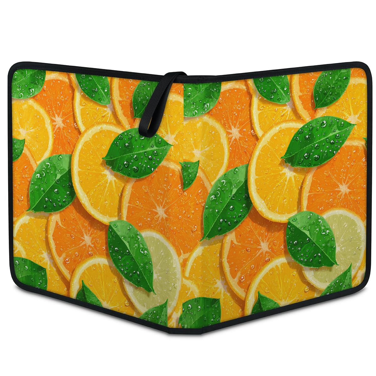 Mexpekil Raccoglitore di carte verde limone con 9 tasche con 50 pagine a caricamento laterale, cartellina per 900 carte con cerniera, impermeabile, porta carte