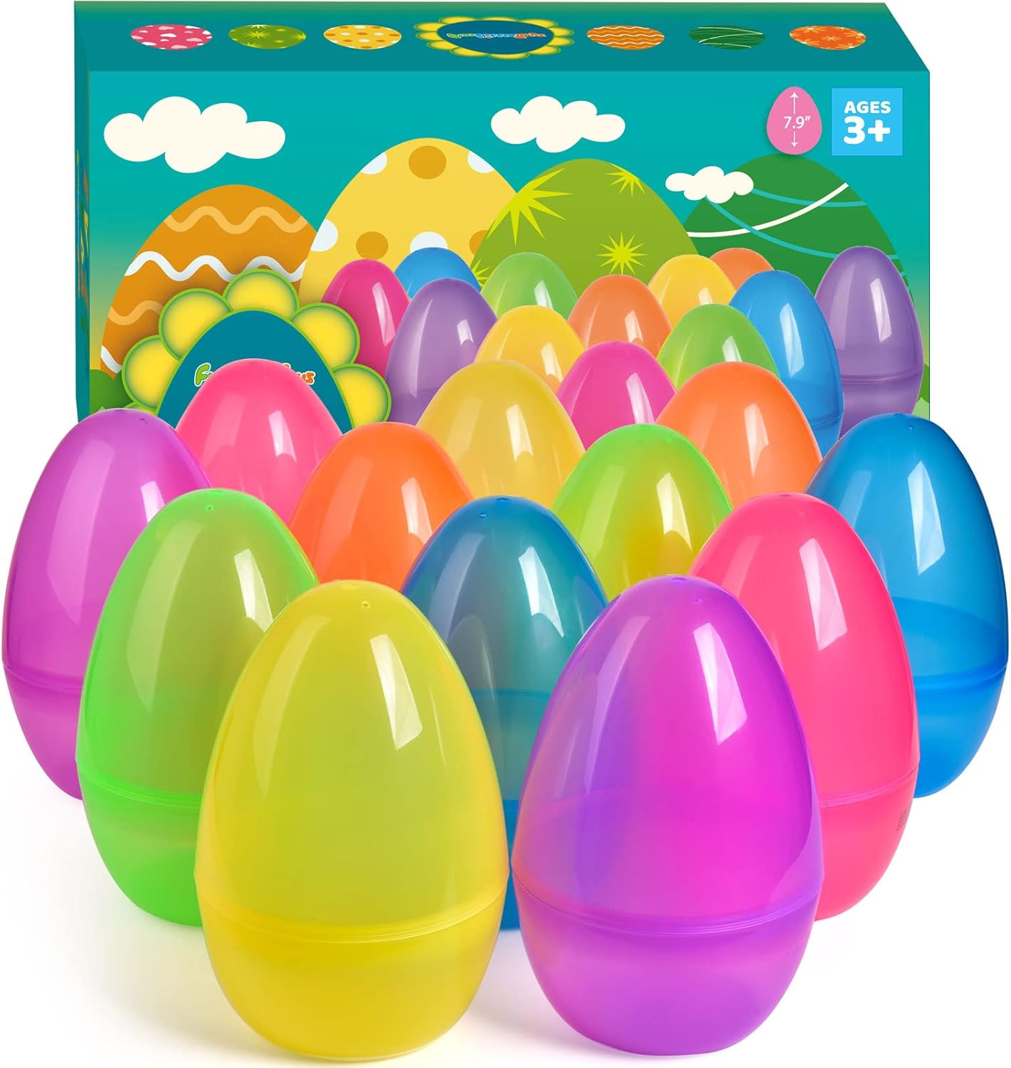 Fun Express Fillable Yellow Plastic Easter Eggs - 14