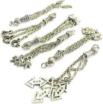 Perlin Silver Metal for Prayer Beads, Set of 5 Tespih Tassel, Tassel, Puskul, Tasbih Tespih Chain, Misbaha Subha Muslim Islamic Rosary Prayer Wor Accessories, 67,5 cm