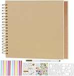 Artmag DIY Scrapbook Album 8 x 8 Inch Hardcover Kraft Blank Paper Scrap Book with 20 Sheets Memory Book for Family Wedding Photography Anniversary (Pink)