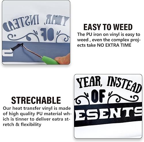 Miniatura 3 de HTVVETUR 14 hojas de vinilo de soplo 3D de transferencia de calor de 12 x 10 pulgadas, vinilo de transferencia de calor para prensa de calor,