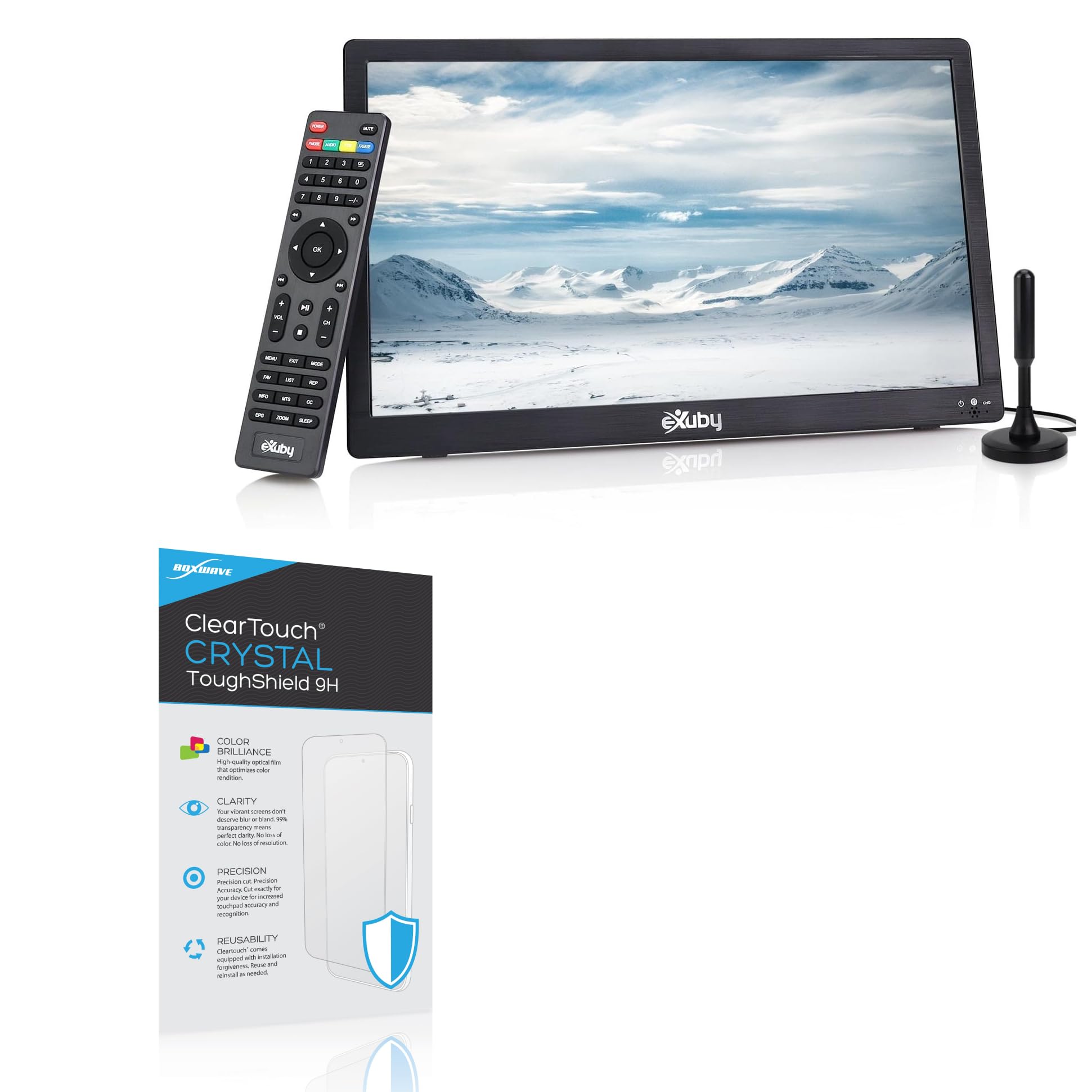 BoxWave Screen Protector Compatible with Exuby Portable TV (14 in) - ClearTouch Crystal ToughShield 9H (2-Pack), Clear 9H Tough Flexible Film Screen Protector