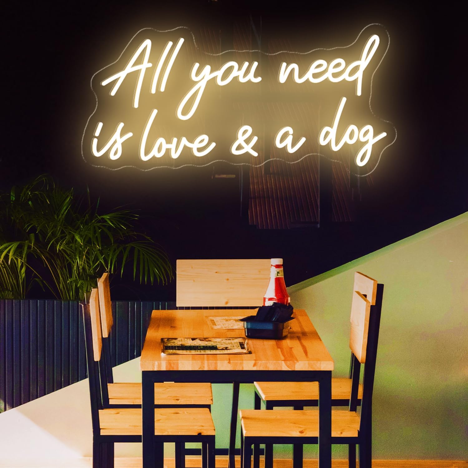 All You Need Is Love and A Dog Neon Sign, Dimmable LED All You Need Is Love and A Dog Neon Light Signs for Wall Decor, Dog Sign for Bedroom, Pet Store, Shop, Salon, 20x9.6", Warm White