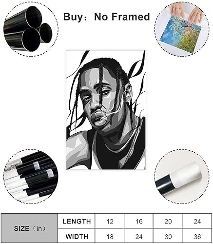 Miniatura 2 de nishrate Póster de Travis Scott (15) Póster en lienzo para decoración de pared, pinturas para sala de estar, dormitorio, estilo sin marco, estilo