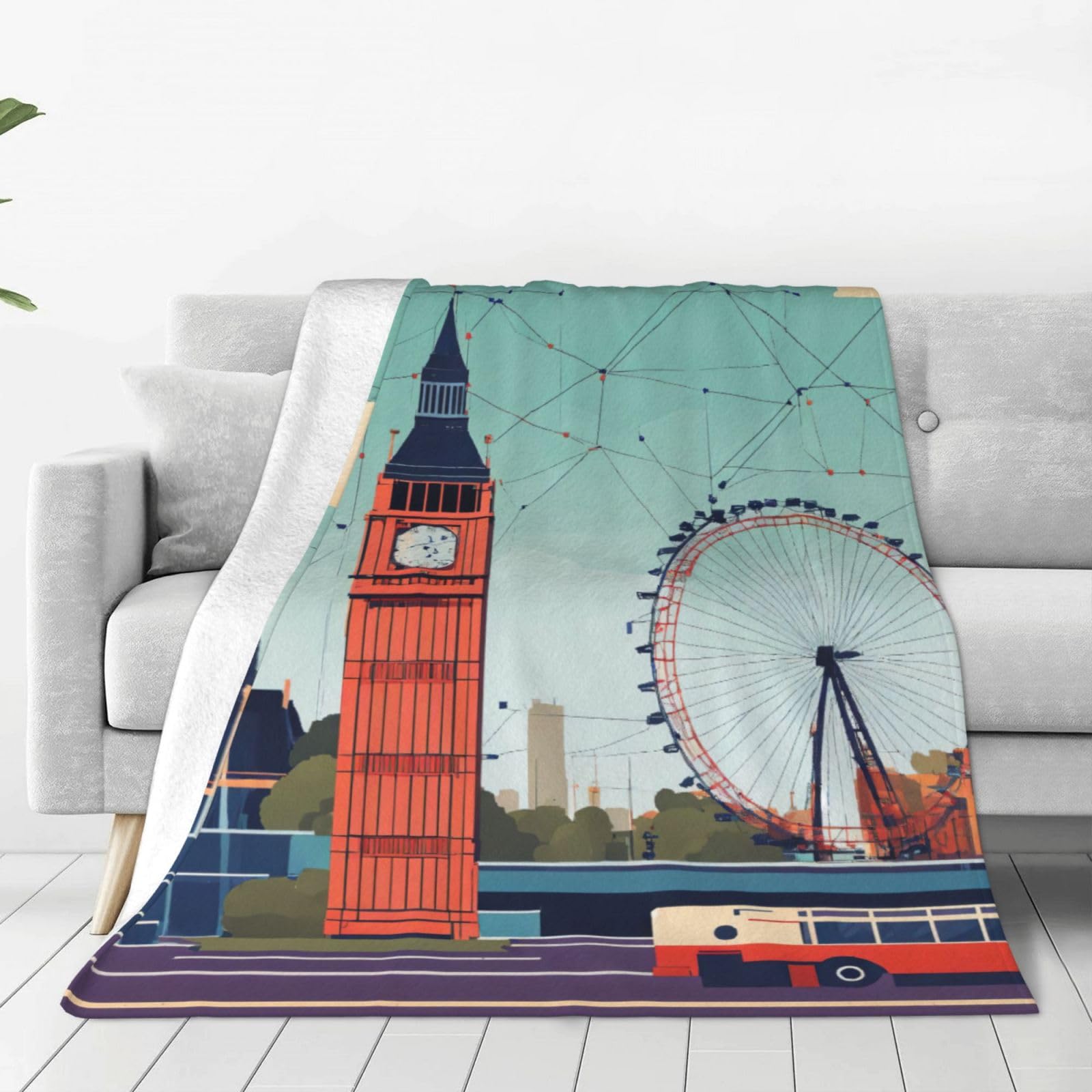 Couverture polaire douce I Love London résout le manque de chaleur sur lit et canapé