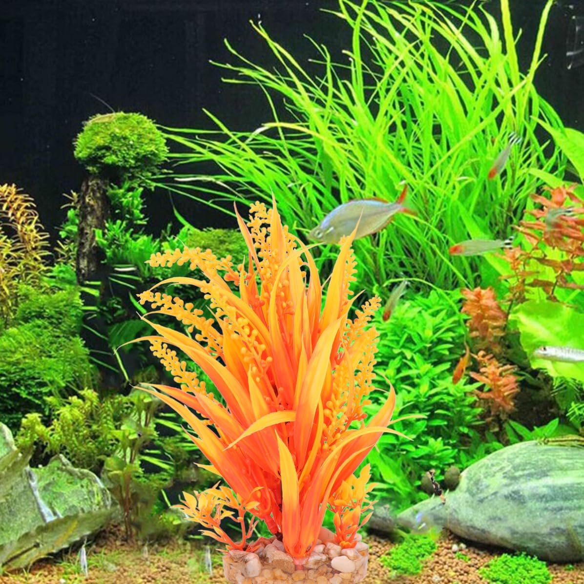 Artificial Aquarium Grass Fish Tank Decoration Plastic Yellow Plant image 3