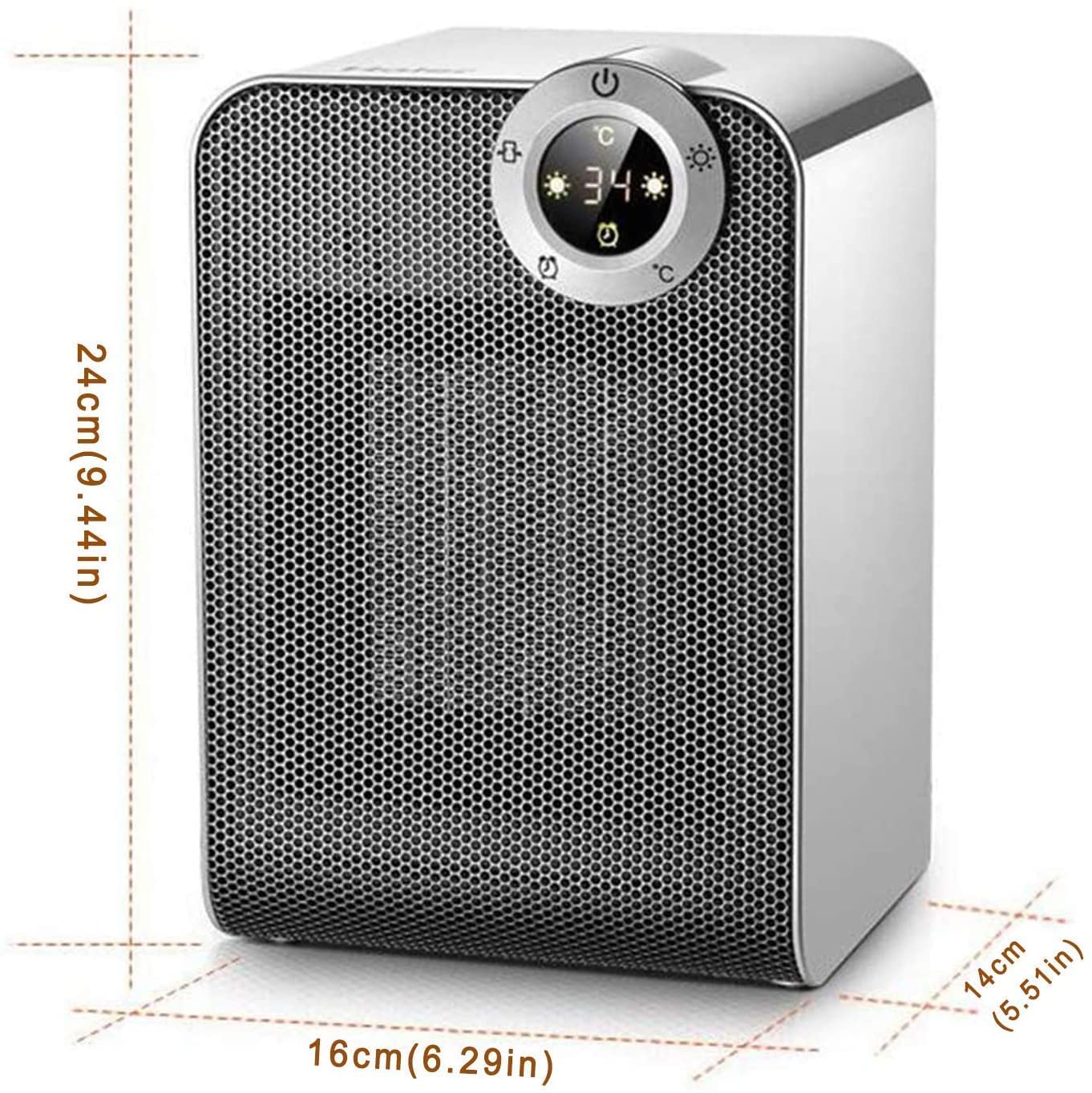 Calentador Duradero Calefactor-Estufas eléctricas Calefactor de cerámica con Control Remoto Termostato Digital con Pantalla táctil Calentador de Ventilador