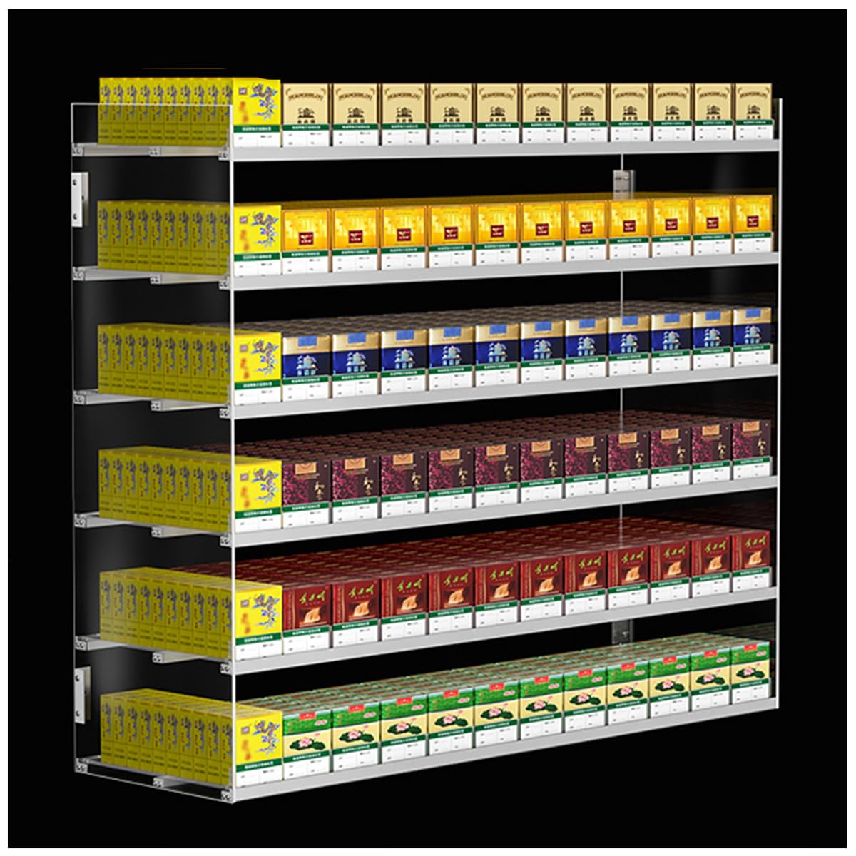 Présentoir à cigarettes automatique à 6 niveaux pour une visibilité accrue en magasin