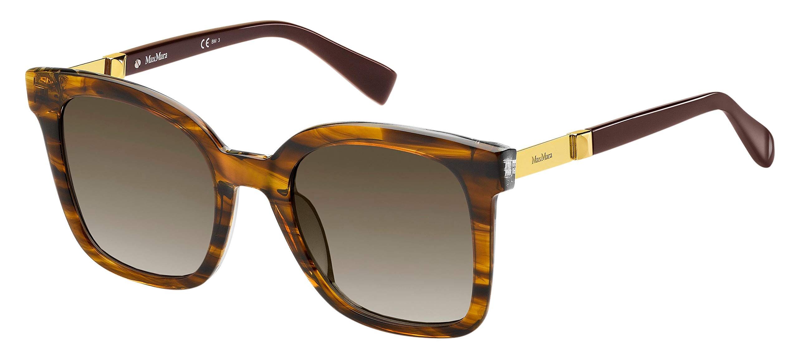 Max Mara Women's MM Gemini I HA SX7 51 Sunglasses, LT Havana/BRWN SF (MM SX7)