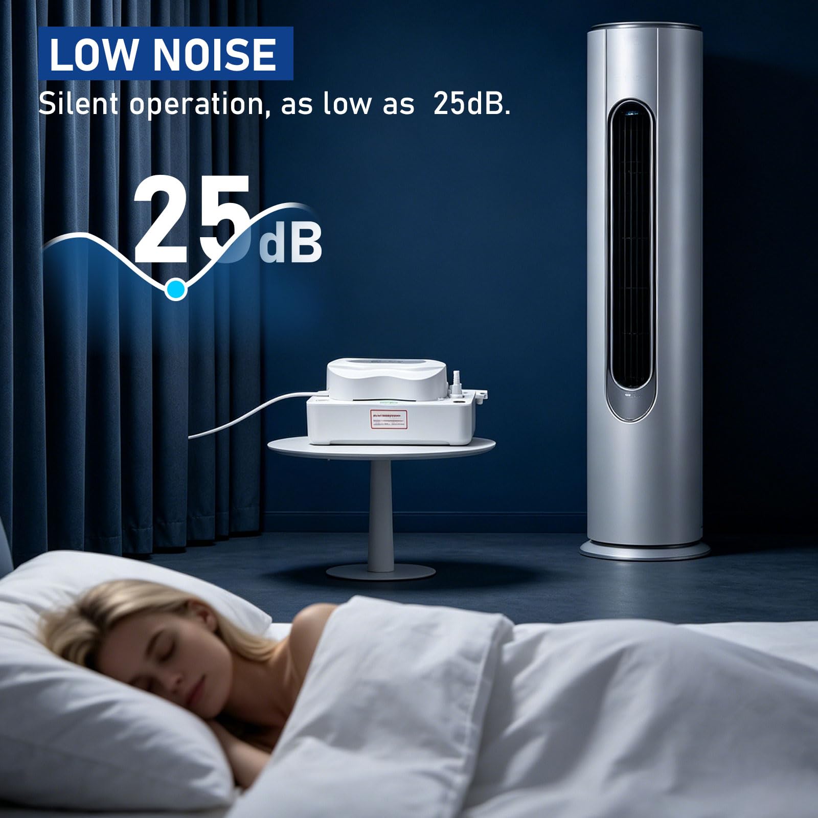 EXLECO Kondensatpumpe 1800ml 360L/H für 1-30HP Stand Klimaanlage mit Überlaufalarm, 5m Schlauch, 6m Förderhöhe