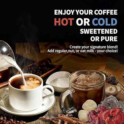 Miniatura 8 de Café instantáneo de hongos en polvo para pérdida de peso, extracto de café expreso con melena de leones Chaga, cola de pavo Shiitake, Cordyceps