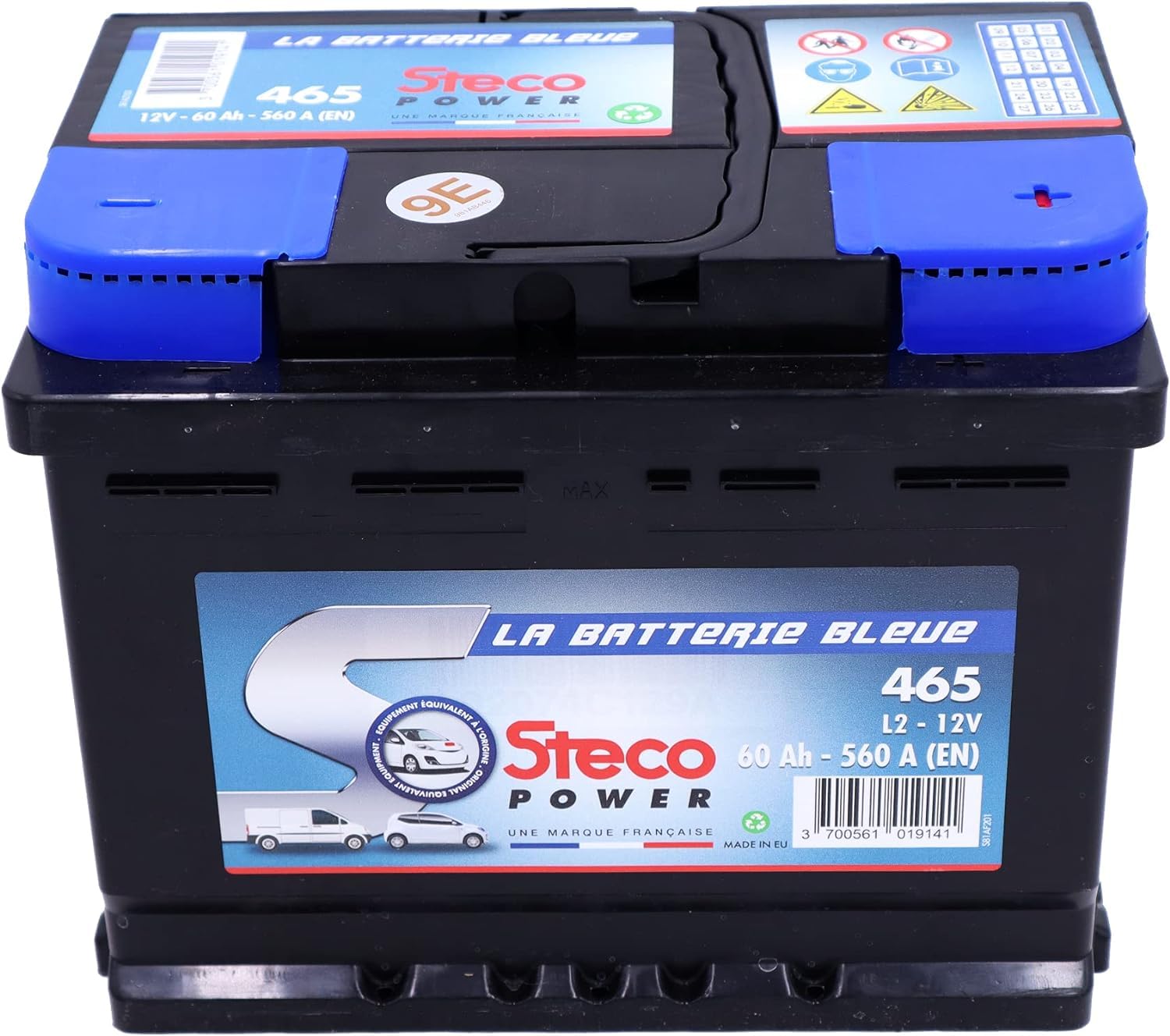 Batterie 12V 60Ah 560A 242x175x190 Gamme Bleue STECOPOWER - 465