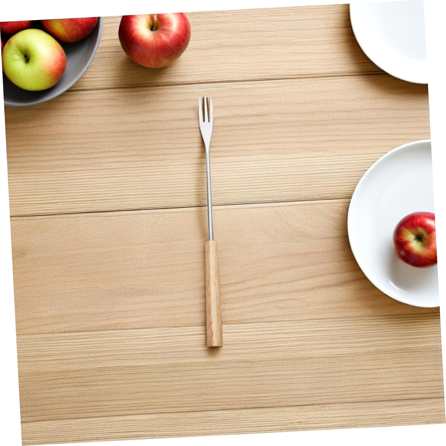 12pcs Stainless Steel Fondue Forks Set with Wooden Handles, Reusable Chocolate and Cheese Fondue Forks, Fruit and Grill Skewers for Household Kitchen and Dining