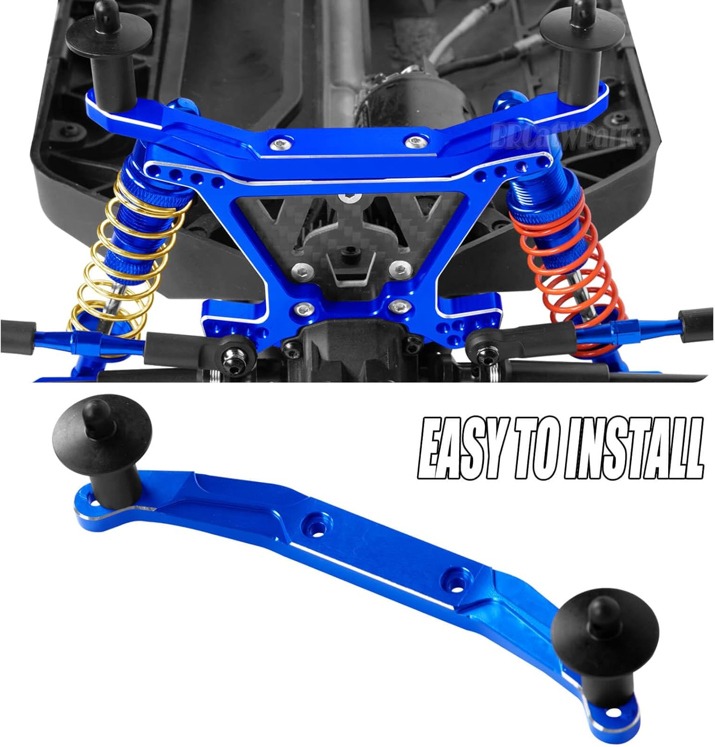RC Body Mount Upgrades Part for 1/10 Slash 4x4 VXL,Aluminum Front & Rear Body Mounts with Body Posts Hops Up,Navy Blue