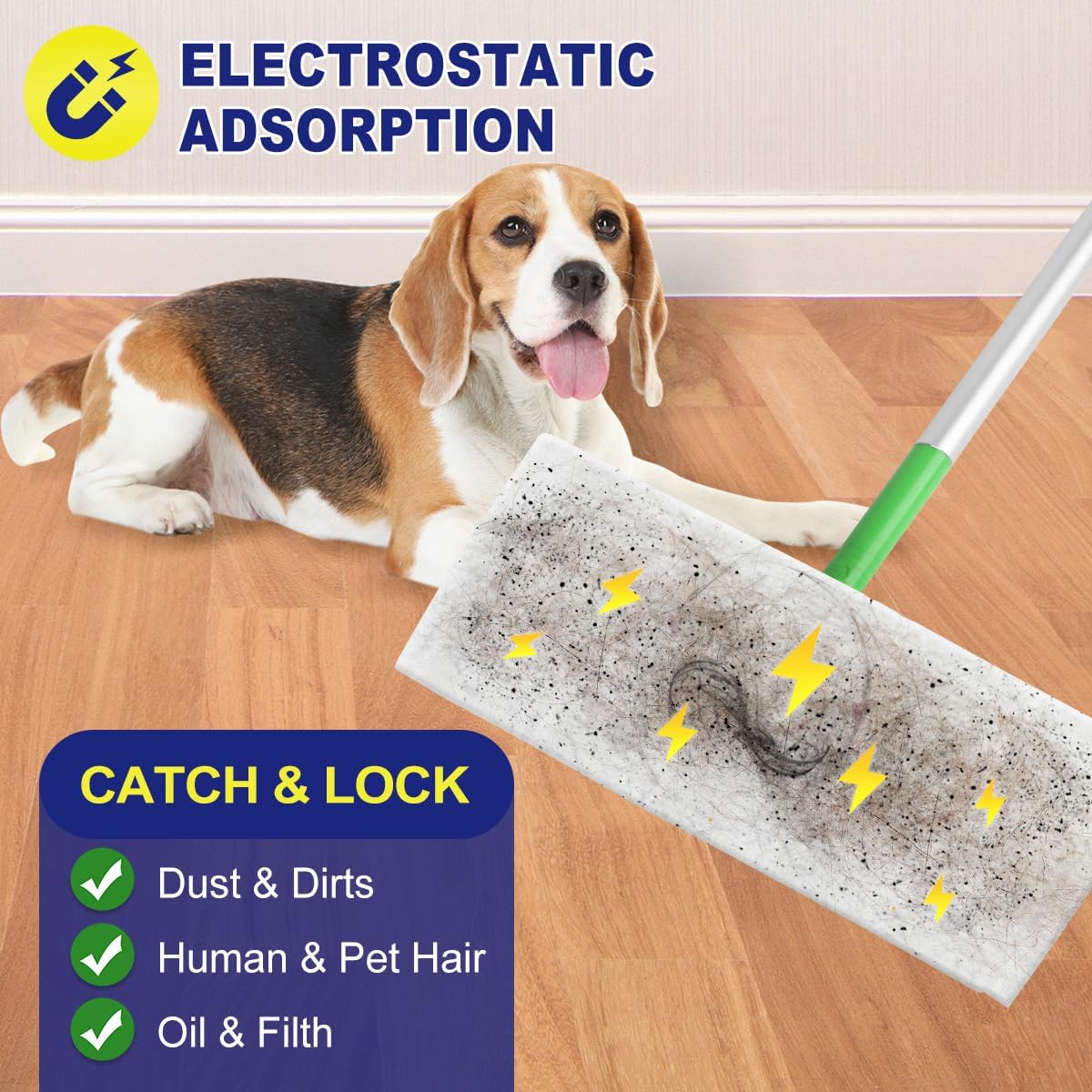 Orighty Dry Sweeping Cloths, Mop Pads Refills Compatible with Swiffer Sweeper, 120 Count Disposable Duster Refills for Floor Mopping and Cleaning (Pack of 2)