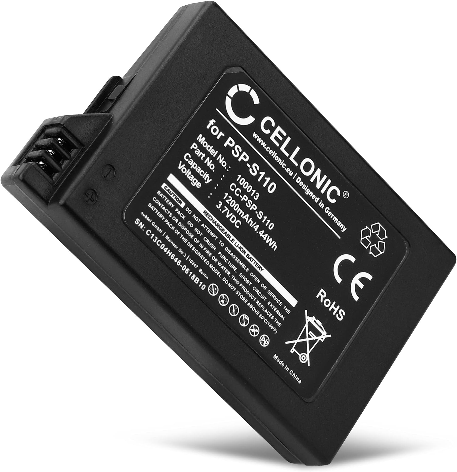 CELLONIC 1x Battery for Game console Compatible with Sony PSP Slim & Lite 2, PSP Slim & Lite 3, PSP-S110 - (1200mAh, 3.7V)