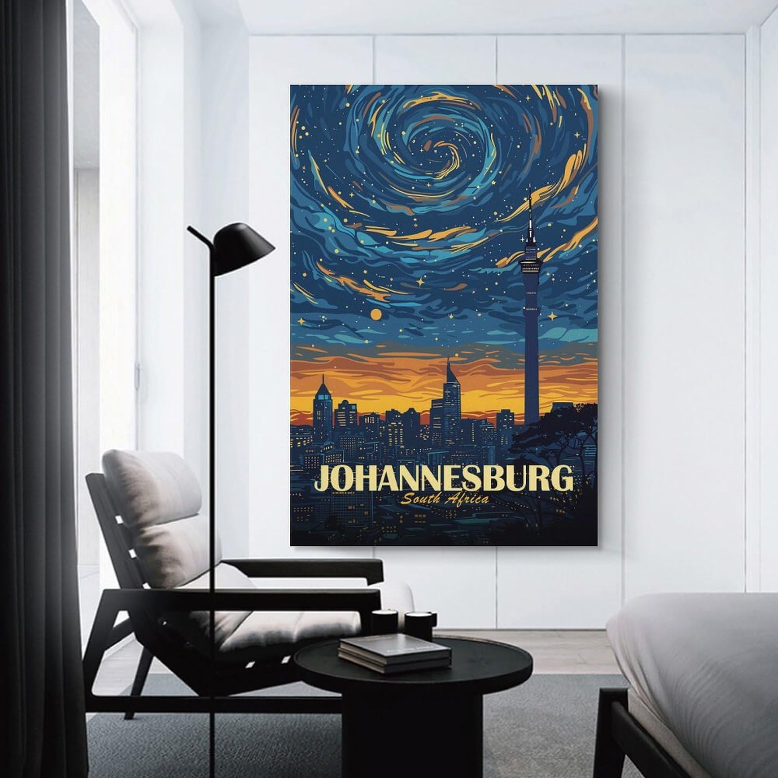 Junmoney Johannesburg South Africa Cityscape Art Wall Decor Canvas Print, 20x30inch(50x75cm), for Living Room, Bedroom, Office Or Hallway, Stylish Home Artwork for Focal Walls
