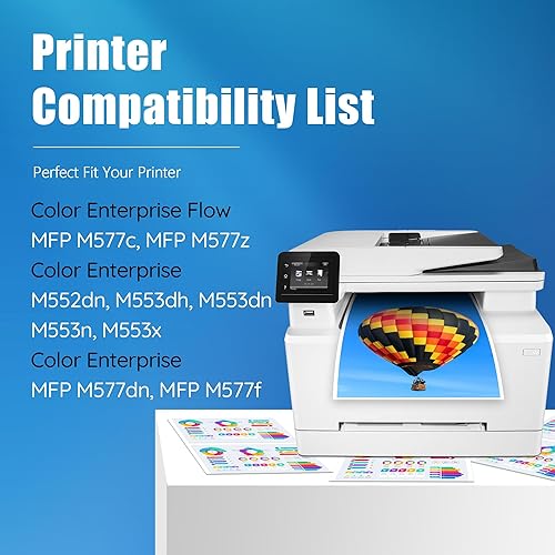 Miniatura 2 de Cartuchos de tóner 508A, paquete de 4 tóner remanufacturado (con chip), repuesto para HP 508A funciona con Color Enterprise M552dn M553dh MFP M577dn