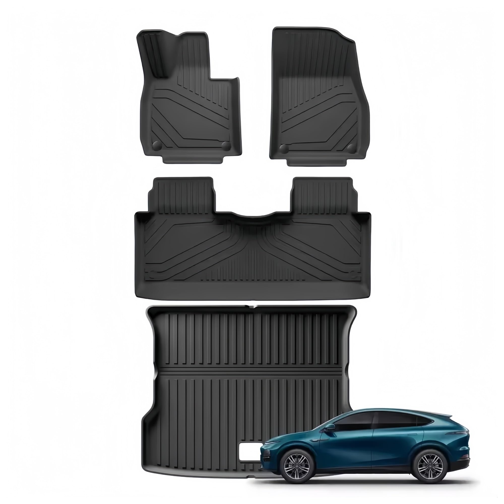 Für Xpeng G6 2023–2025 Auto-Fußmatten | Hinten für Sitzlehne für Schutzpolster Cargo Liner Kofferraumpolster TPE Auto-Fußmatten(Floor mats LHD 3pcs)