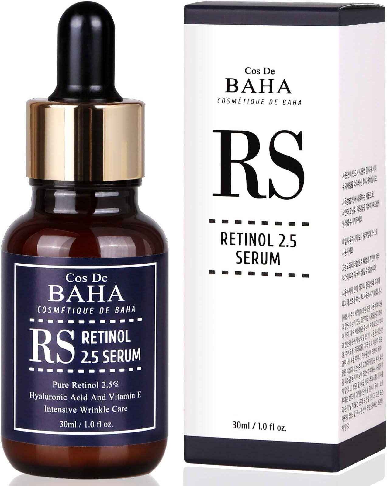 Retinol 2.5% Serum 1oz + Vitamin E - Facial Crepe Erase + Diminishes Acne-prone + Age Spot Remover + Retinol Serum 2.5 High Strength for Face without a Prescription, 1oz (30ml)